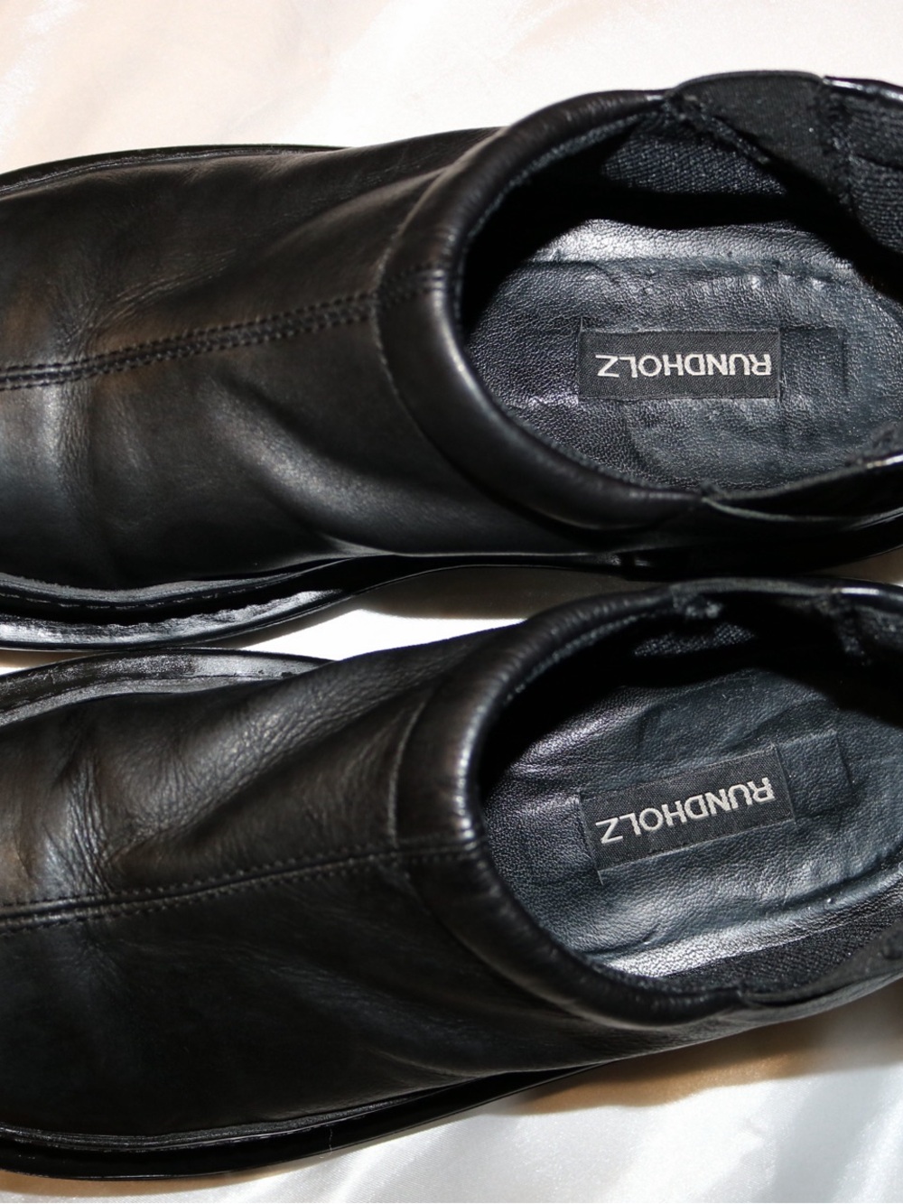 Rundholz Women's Black Leather Slip-On Loafers